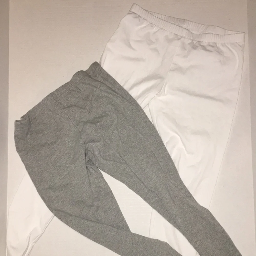 Basic White and Gray Girl’s Leggings - Soft Everyday Essentials | size 14